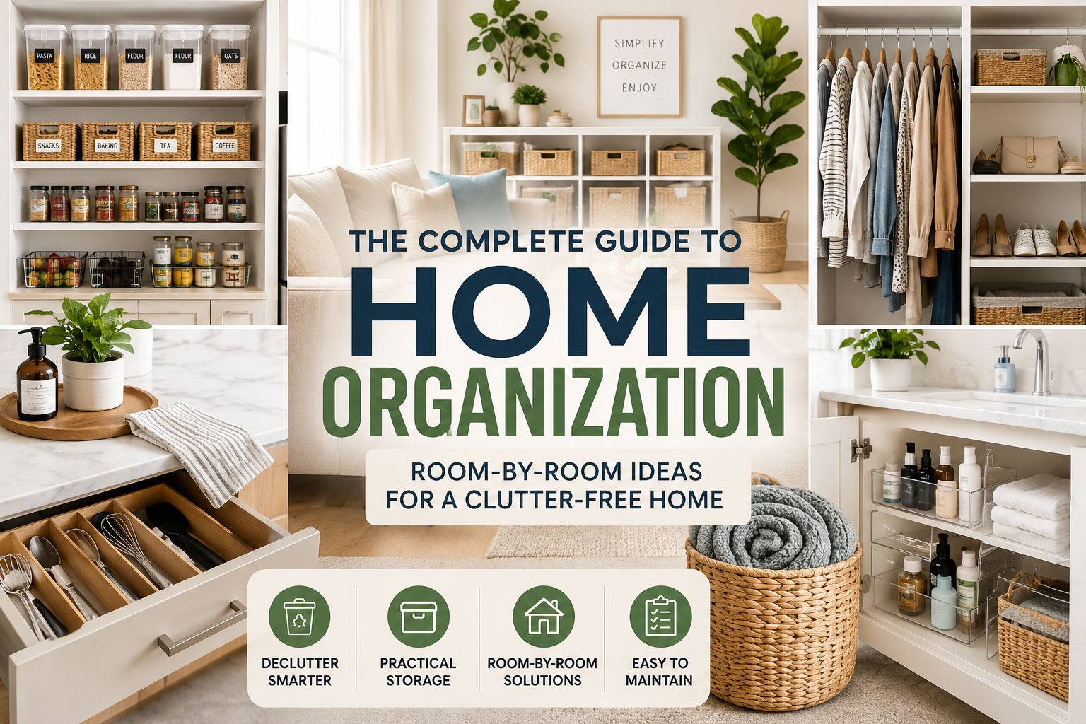 Complete home organization guide with practical room-by-room storage ideas