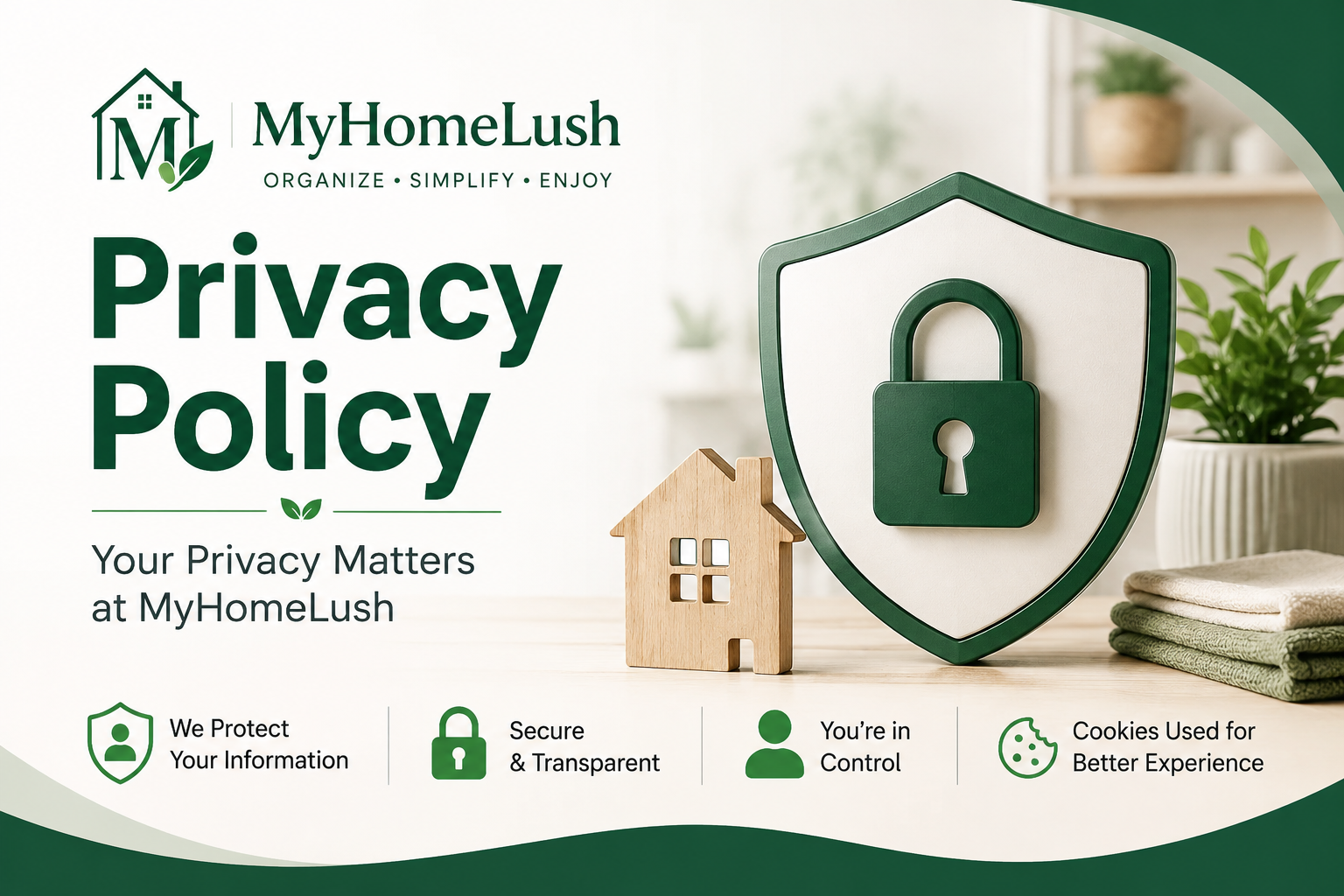 Privacy Policy page of MyHomeLush explaining how visitor information is collected, used, and protected.