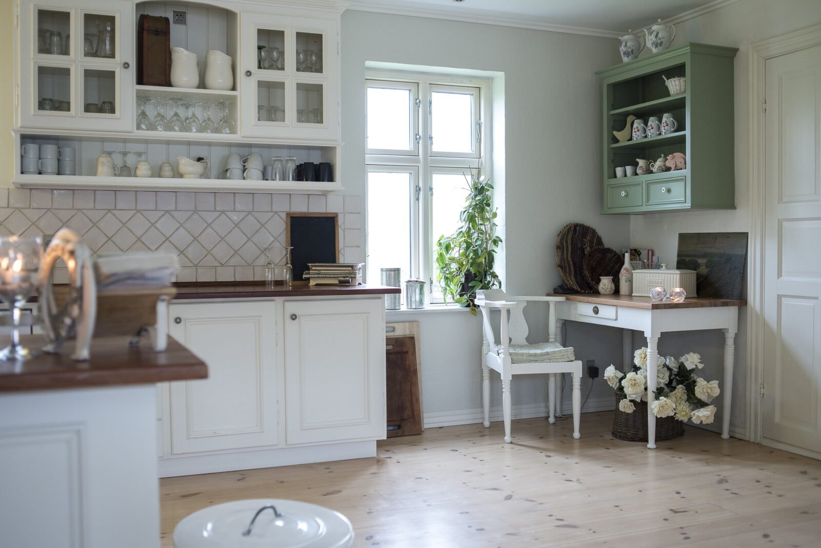 Organized kitchen with cabinets and practical storage